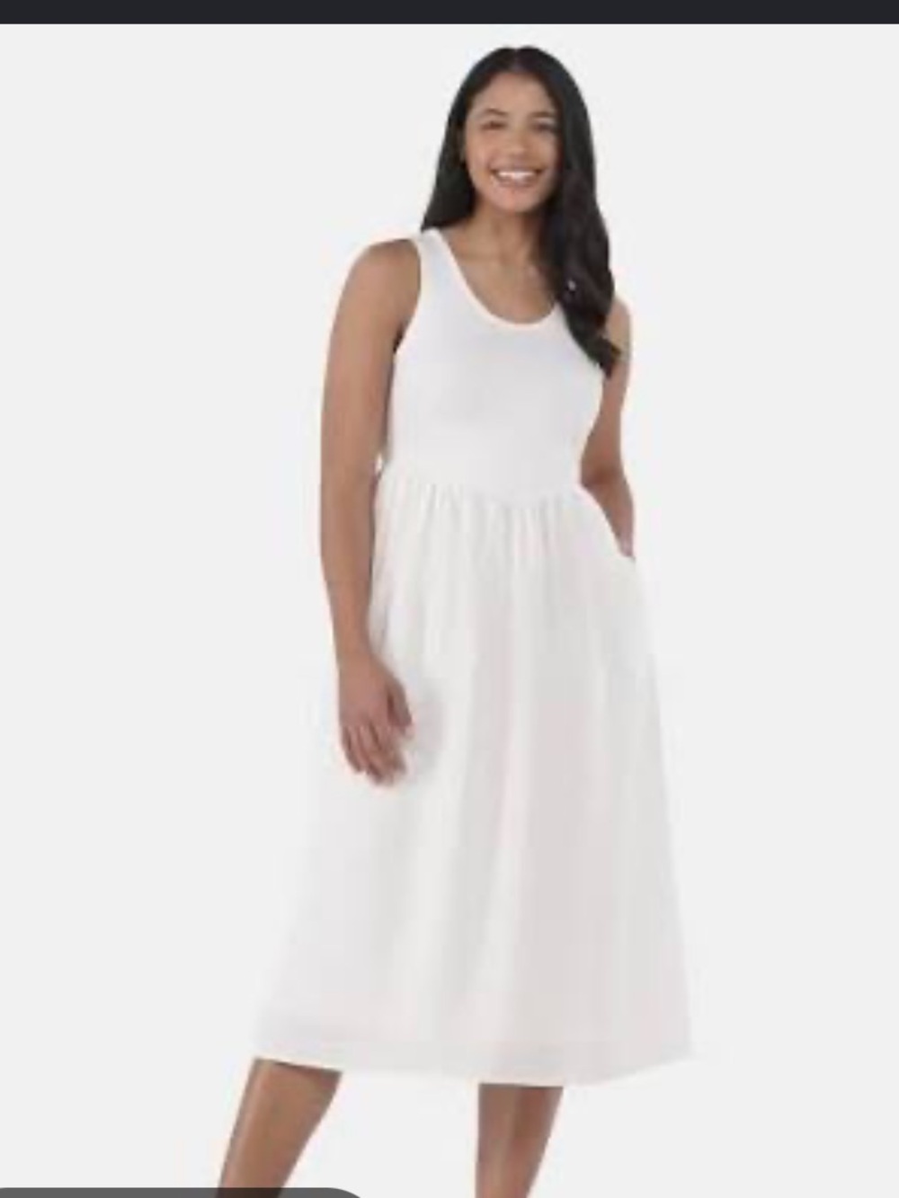 Time and Tru Cream Sleeveless Midi Dress